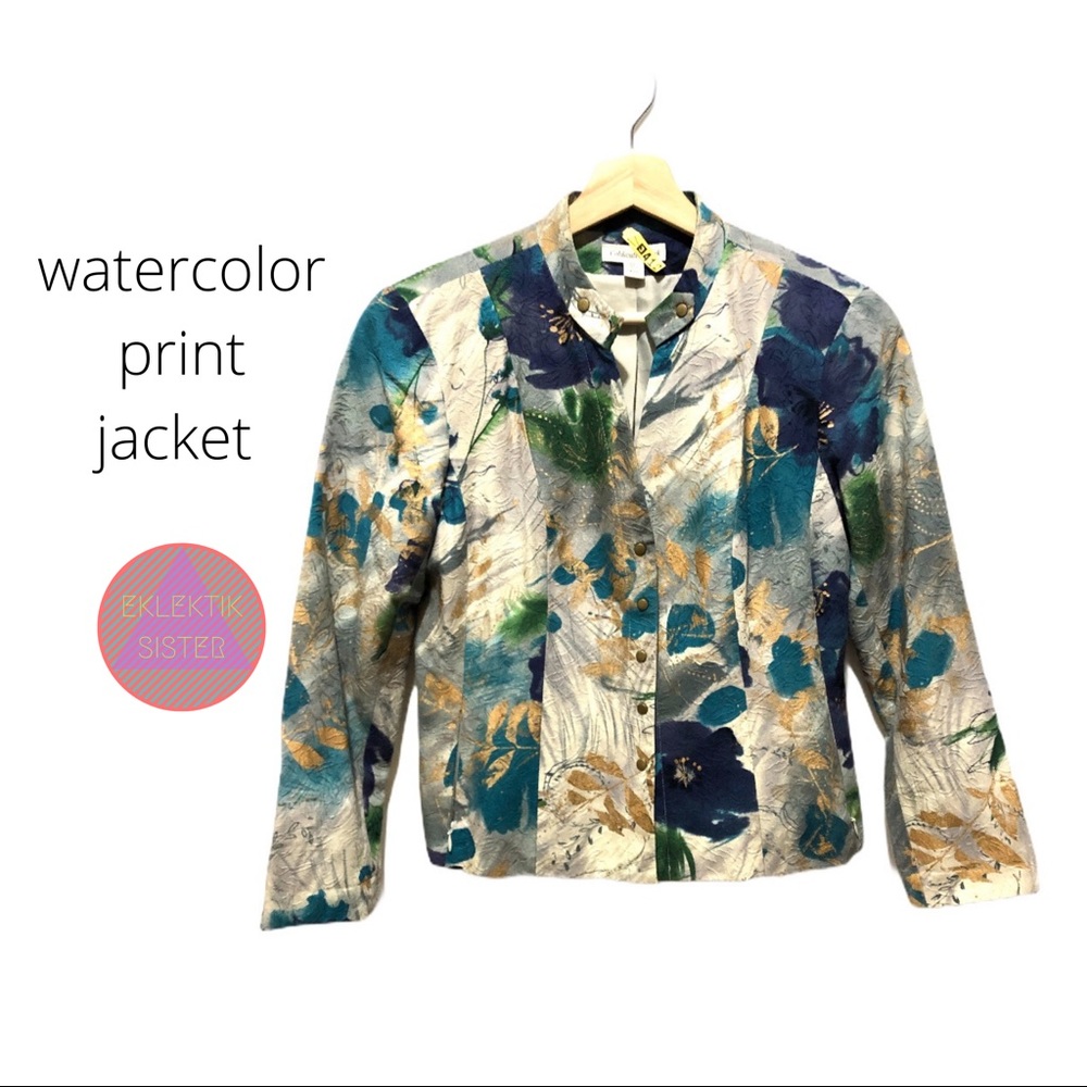 COLDWATER CREEK abstract floral watercolor jacket